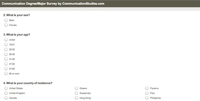 communication degree survey screenshot communication degree survey screenshot